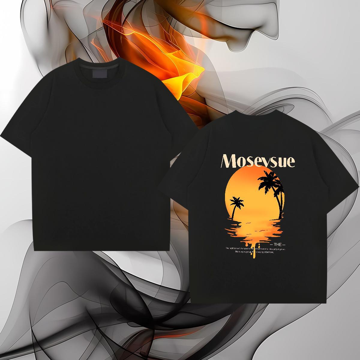 2024 Summer T-Shirts 100% Cotton 230g tree Street Wear Polos Breathable Short Sleeve Classic Men Tshirts Floral Print