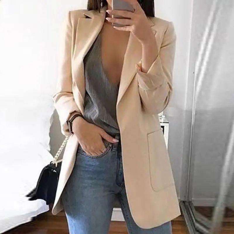 Europe and the United States professional uniform casual cardigan sticker bag womens lapel suit multicolo 240802