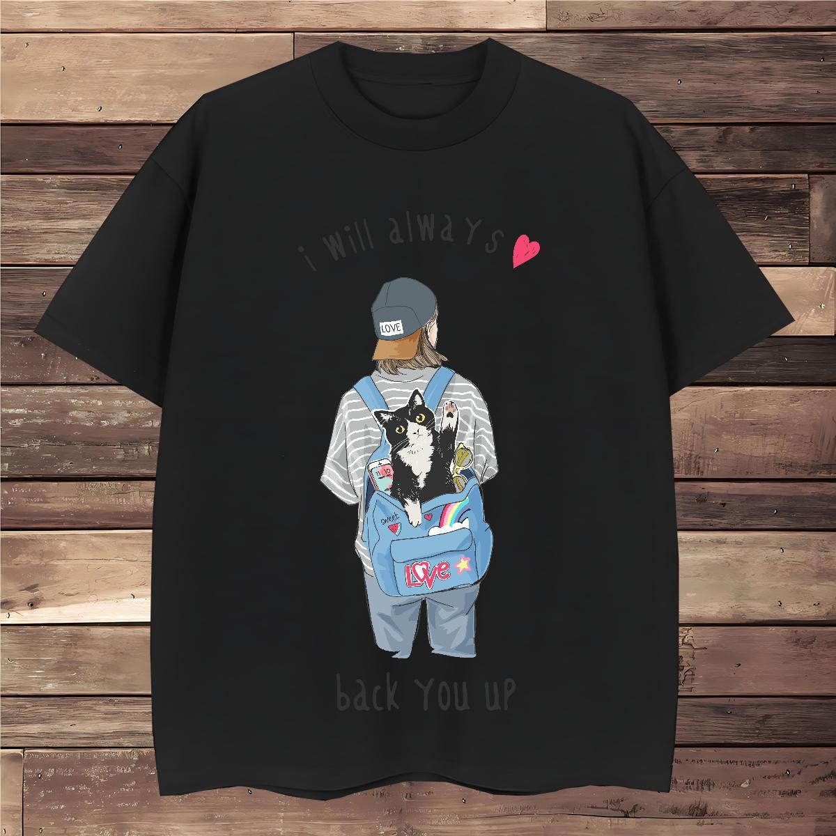 Men T Shirts 230g Pure Cotton cat Outdoor Breathable DIY Logo Oversized Mens Tshirts Fashion Casual Comfortable Tee Shirt