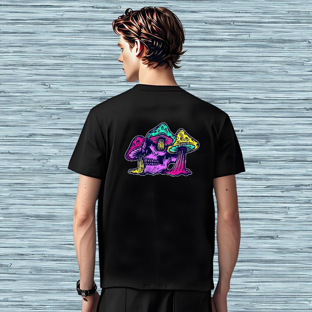 T Shirt For Man 230g Cotton mushroom Casual Beach Round Neck Short Sleeve Custom Printing Men Tshirts New Unisex Clothes