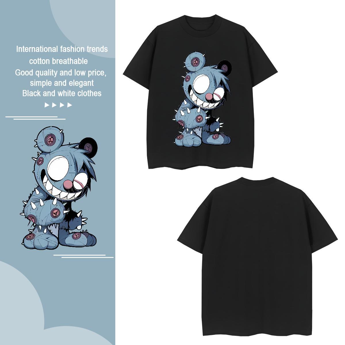 High Quality Men Tshirts 230g Cotton bear T-Shirts for Men Hip Hop Breathable Soft Cartoon Printing L-4XL Wholesale Tees