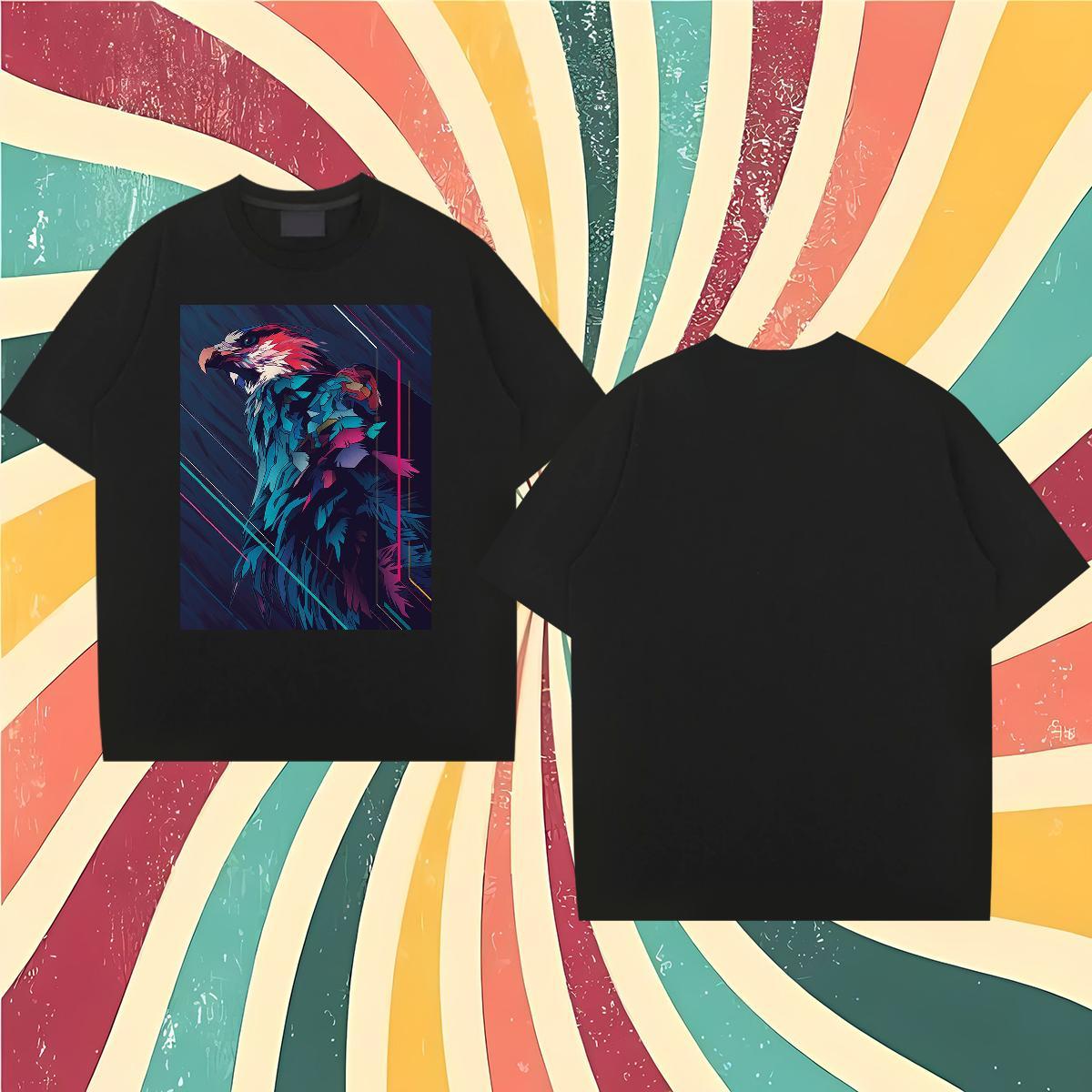 2024 DIY T-Shirts for Men 230g Cotton eagle Casual Beach Clothings Short Sleeve Soft Brand Tshirt for Man Woman Cartoon Printing L-4XL