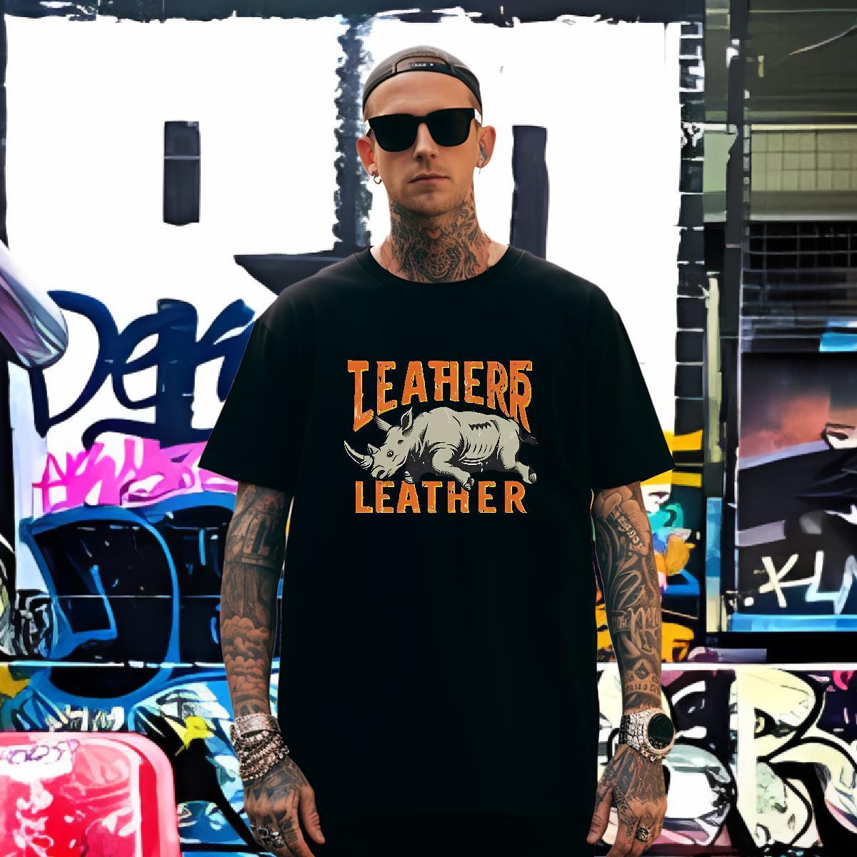 Man T Shirts 230g Cotton rhinoceros High Street Hip Hop Breathable Customized Print Mens Tshirts DIY Brand Tees