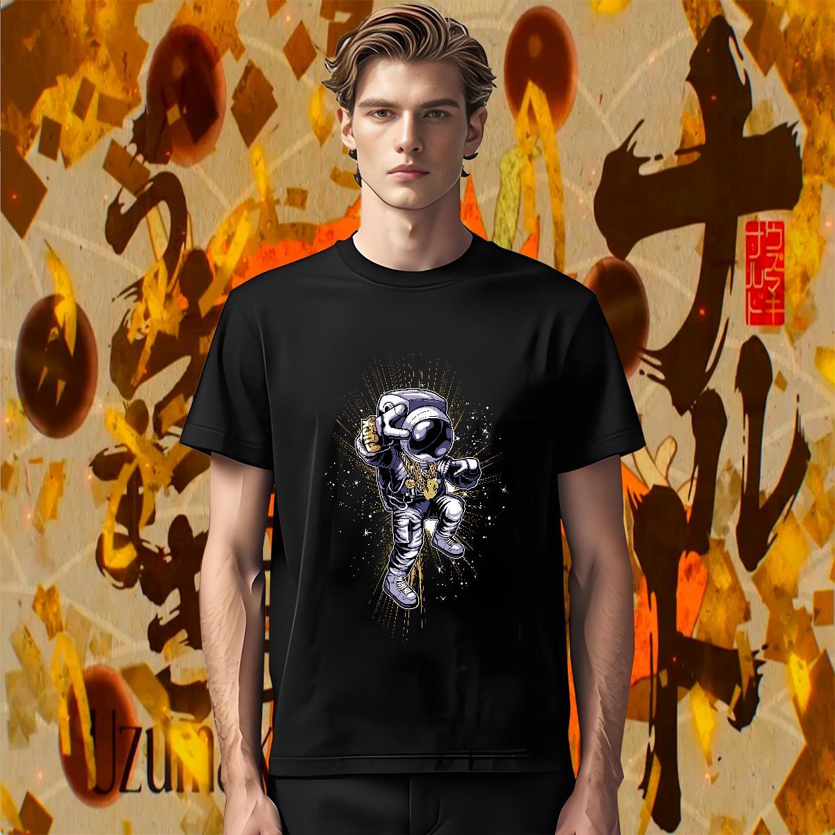 T shirt 230g Pure Cotton cosmonaut Sport Breathable Soft Custom Big Size Men Tops Tees Free Shipping Loose Wear