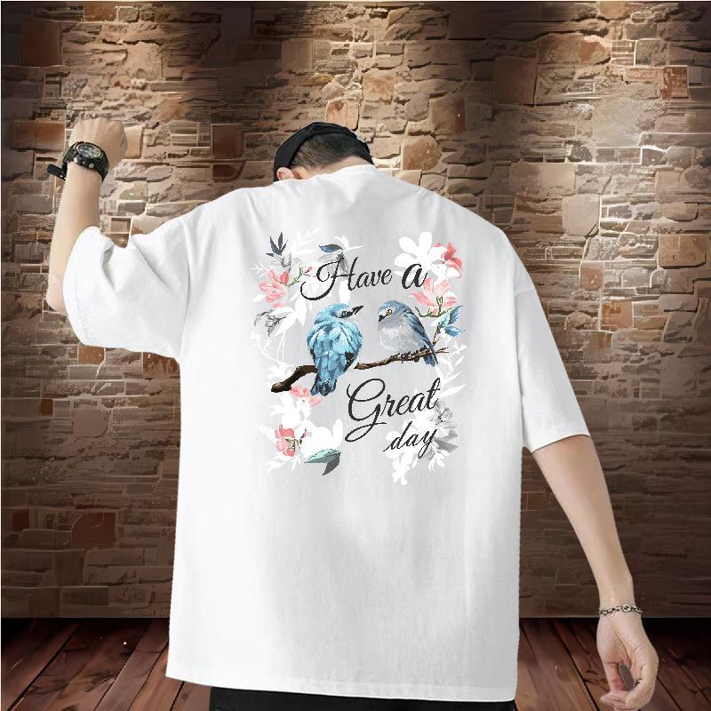 Classic T Shirts Men 230g 100% Cotton bird Casual Daily Wear Tops Shirt Round Neck Short Sleeve Soft Tshirt for Man Woman Plus Size Custom