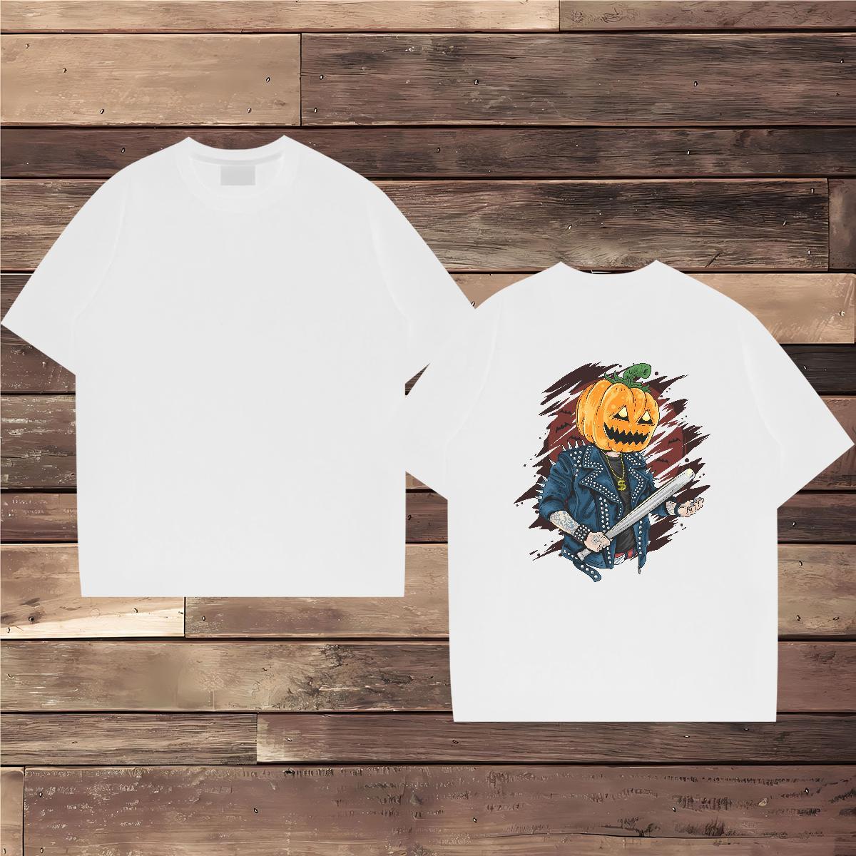 Fashion New Men T Shirts 230g Pure Cotton pumpkin Home Outdoor Tees Shirts Short Sleeve O-Neck Cool Design Men Tops Tees Custom Print Oversized