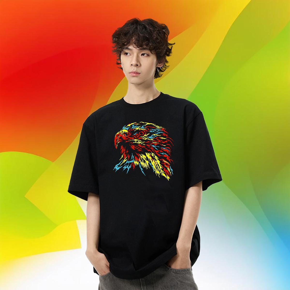 Cool Couples T Shirts 230g Pure Cotton Outdoor eagle Anime Breathable Short Sleeve Customized T-Shirts Tops Tees