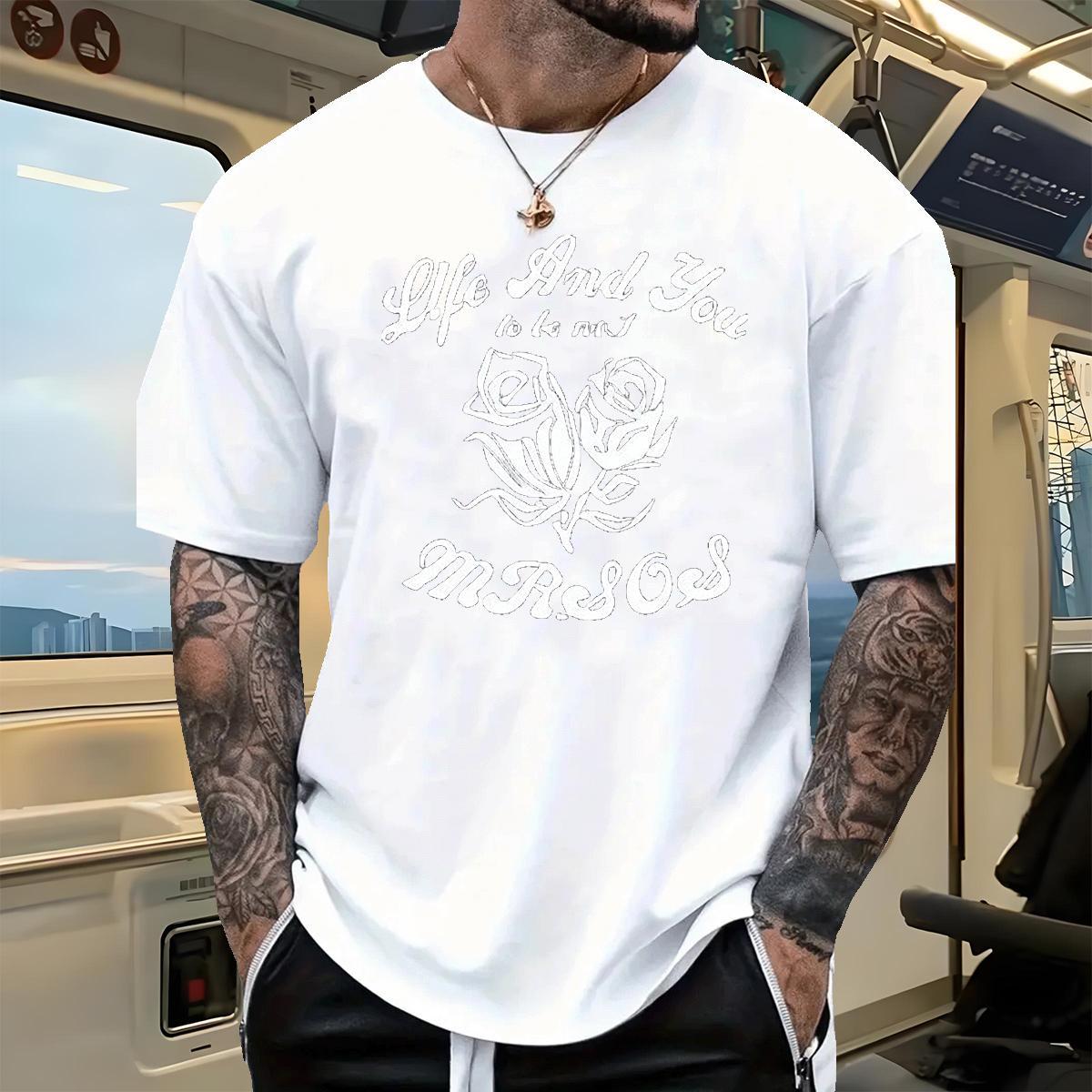 Fashion Design T-Shirts for Men 230g Cotton flower Hip Hop Street Tshirts Breathable Crew Neck Designer Mens Tshirts Asian Size
