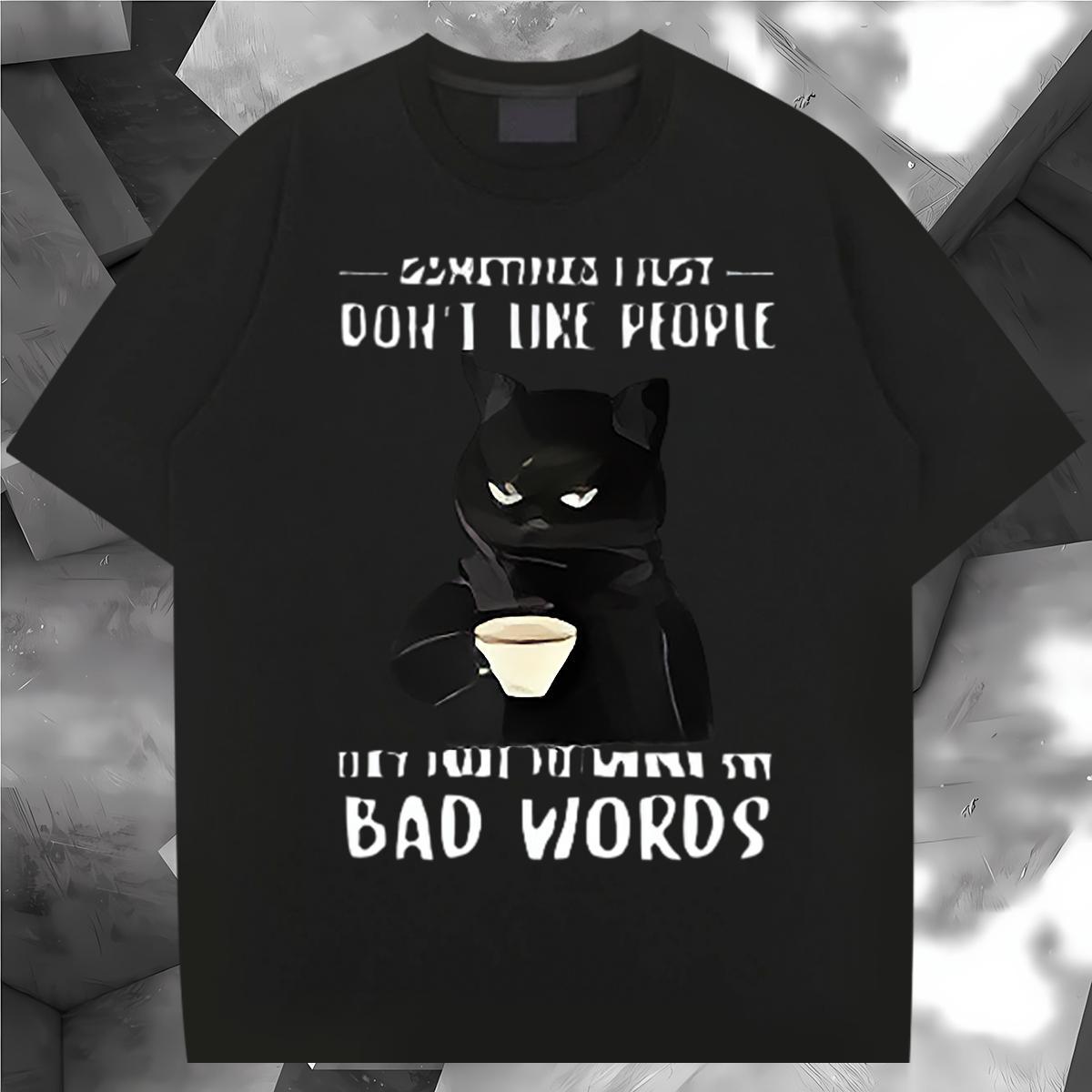 New Arrival T shirt 230g Pure Cotton cat Street wear Hip Hop Tees Shirts Breathable Soft High Quality Men Clothes T-Shirt Plus Size Cartoon