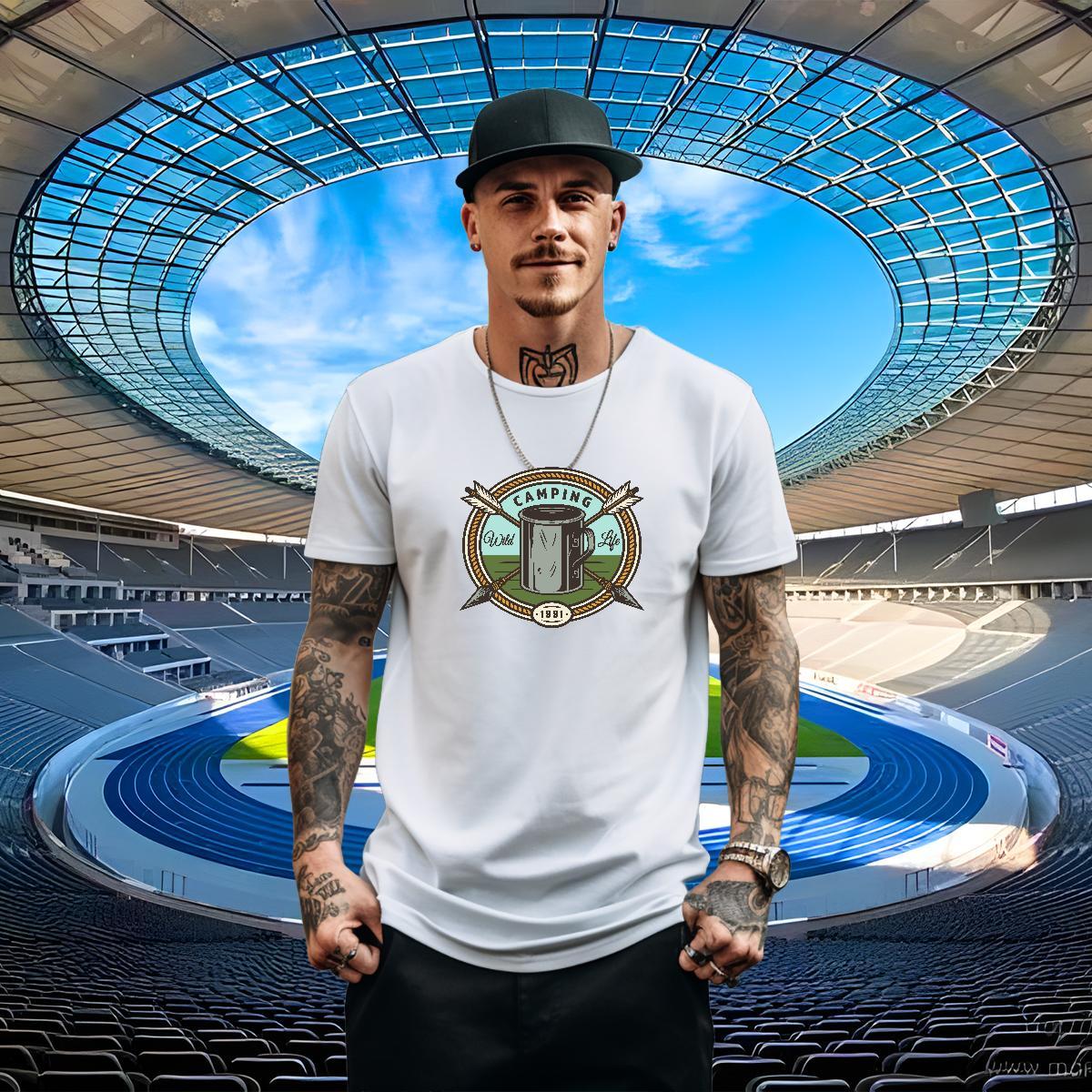 Wholesale Tshirts 230g Pure Cotton Casual Beach tool Custom Print Plus Size O Neck Short Sleeves Fashion Design T shirt Top Tees