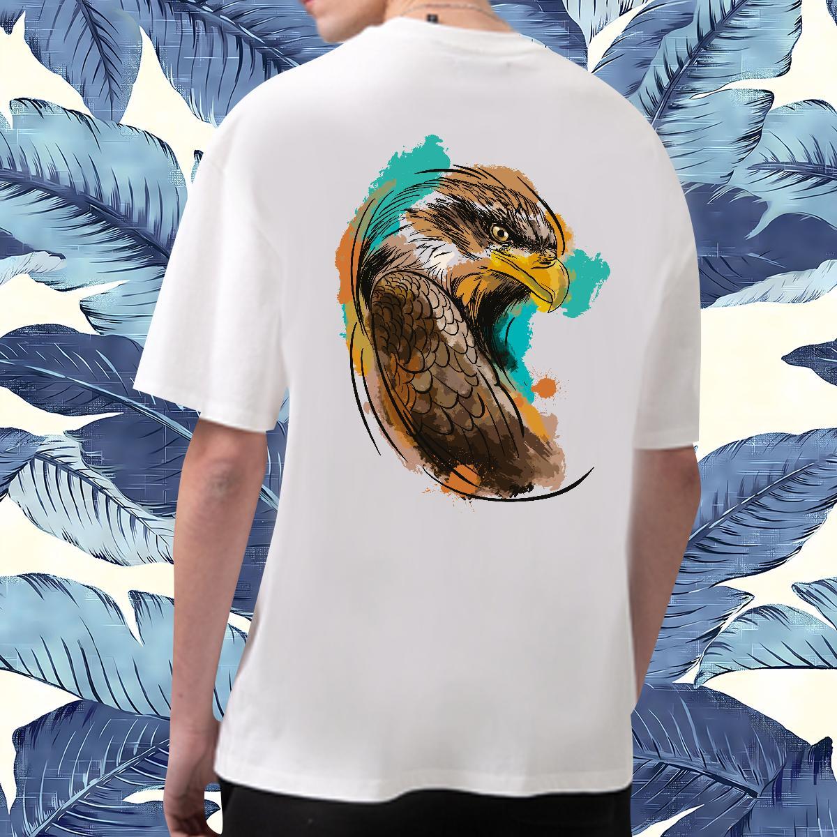 Soft Men Tops Tees 230g Pure Cotton eagle T Shirts Men Sport Round Neck Short Sleeve Cartoon Printing L-4XL Designer Tshirts
