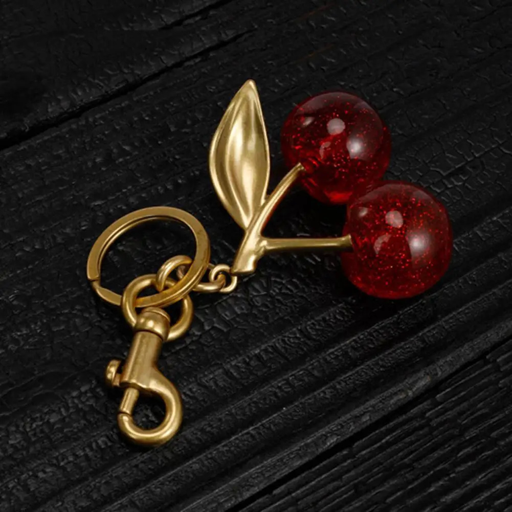 DHXJ Key Ring Shoulder Bag Decoration Fruit Leaf Shape Keychain Exquisite Keyring Holder Cherry Charm Pendant 240806