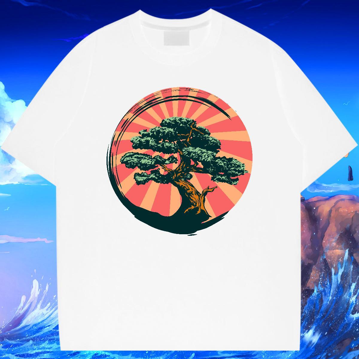 Casual New T Shirt For Man 230g 100% Cotton tree Street Tops Breathable Soft Loose Men Clothes T-Shirt Oversized