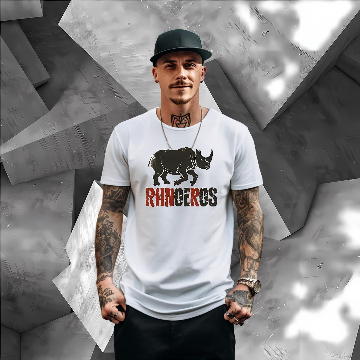 Fashion T Shirt For Man 230g Pure Cotton rhinoceros Sports Casual Tops Shirt Breathable Short Sleeve Unisex Couples T Shirts DIY Anime