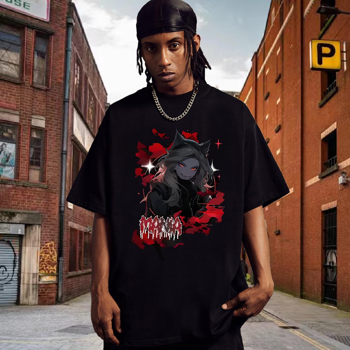 T Shirts Men 230g 100% Cotton scare Spring Summer Pure Cotton Anime Print Tshirt for Man Woman DIY Popular Tshirts