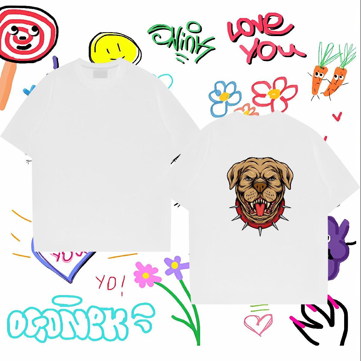 Classic Couples T Shirts 230g 100% Cotton dog T shirt High Street Hip Hop Breathable Short Sleeve Custom Printed Factory Direct Tee Shirt