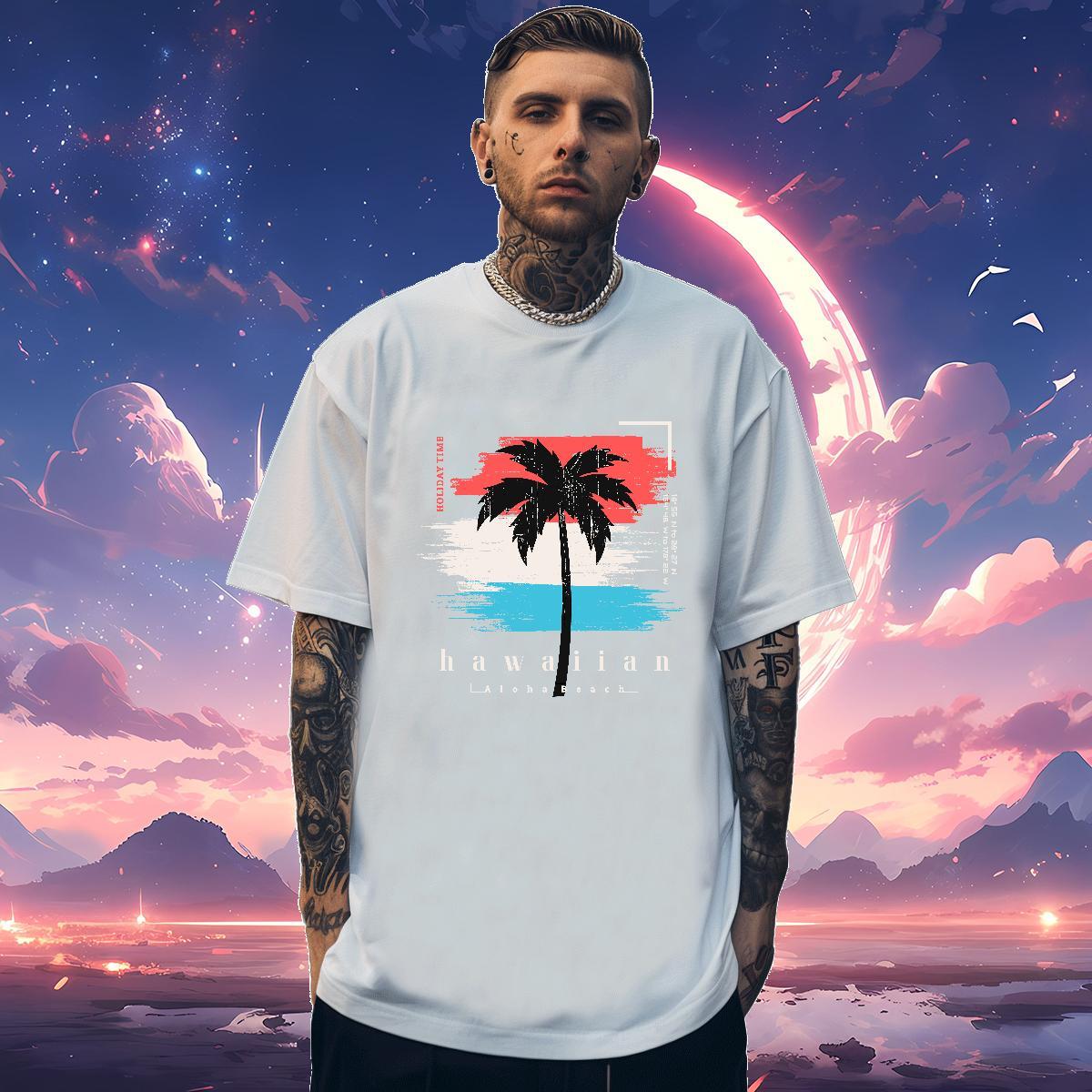 New Designer Man T Shirts 100% Cotton 230g tree Street wear Hip Hop Tshirts Breathable Crew Neck Loose Men Tshirts Customized