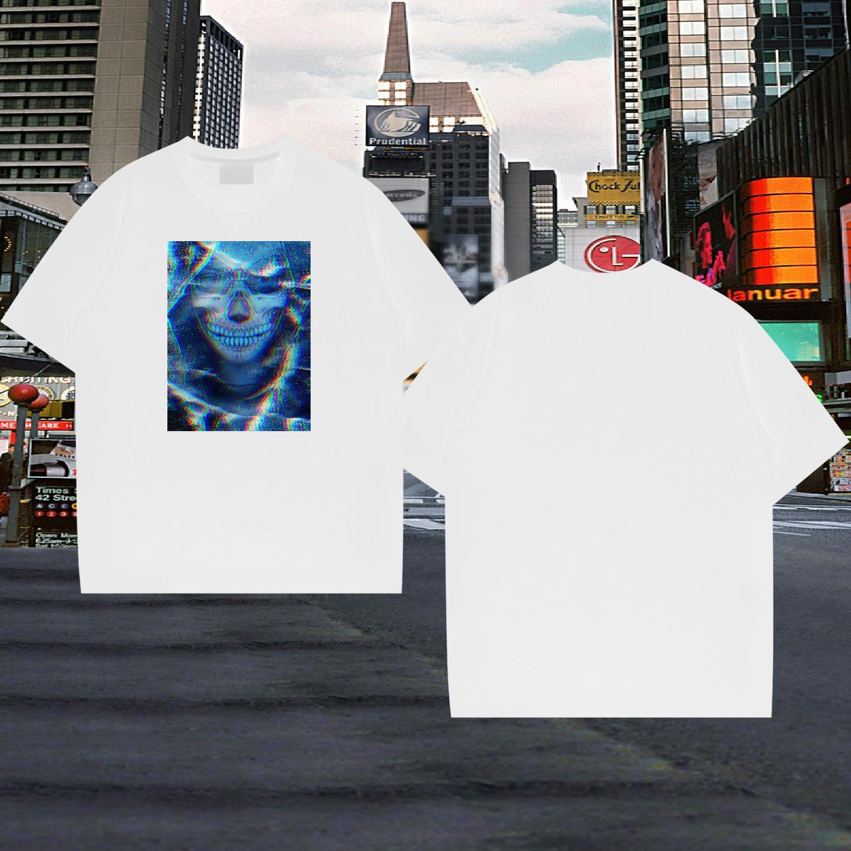 Fashion Designer Men T Shirts skull Wear 100% Cotton 230g High Street Hip Hop Popular DIY Printed Breathable Soft Men Tees