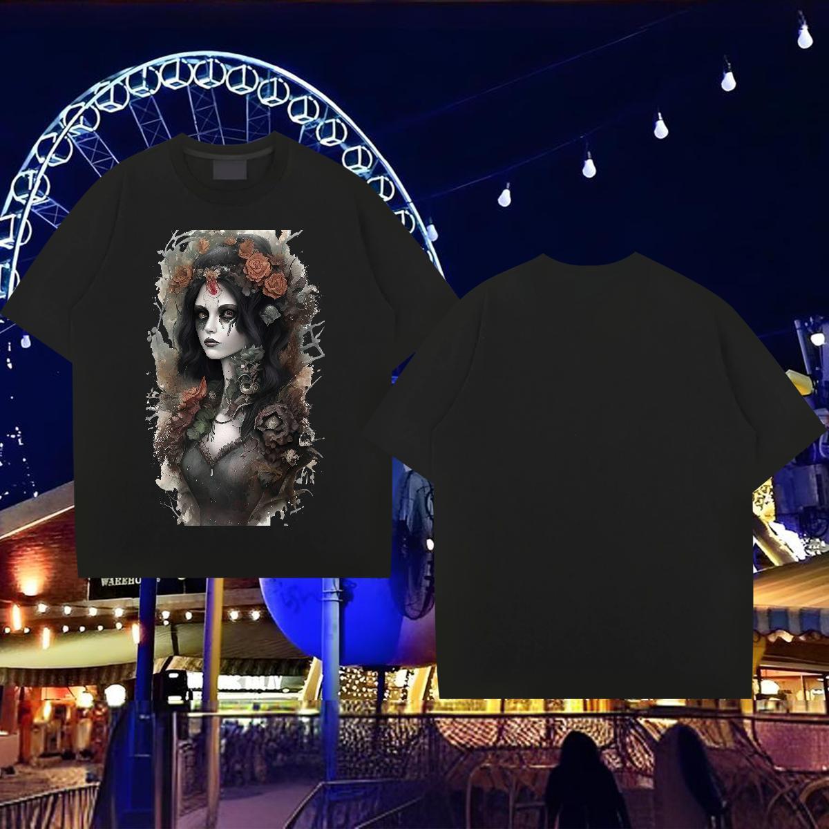 T-Shirts for Men 230g Cotton portrait Anime Printing Street Crew Neck Breathable Oversized Men Tshirts 2024 New Loose Tops Shirt