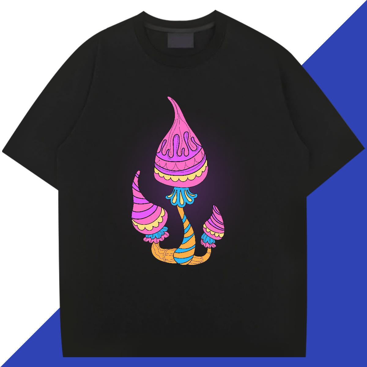 2024 New Men T Shirts 100% Cotton 230g mushroom Outdoor Tops Breathable Short Sleeve Cool Tshirts Skull