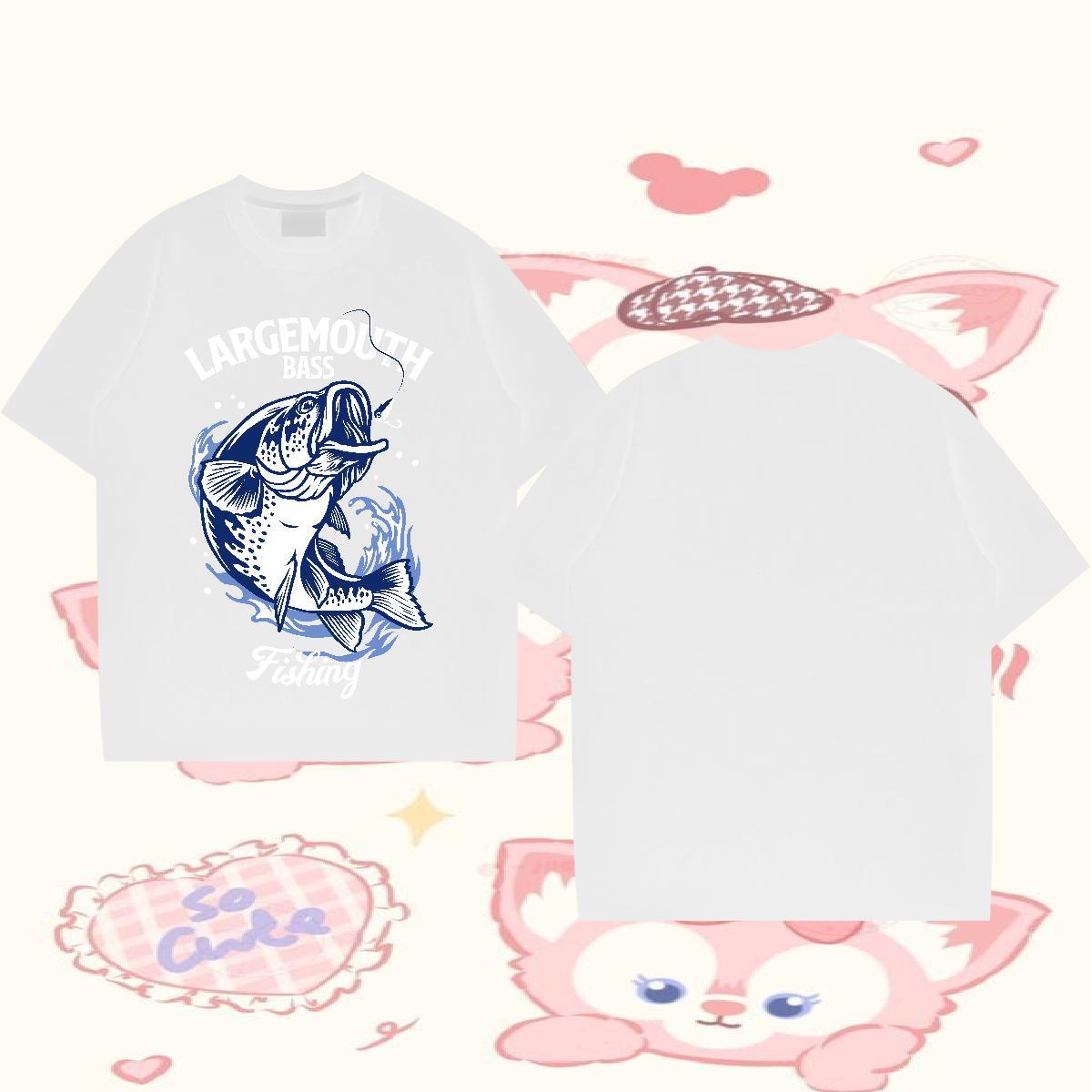 2024 Designer Man T Shirts 100% Cotton 230g fish Anime Printing Street Clothes Round Neck Short Sleeve Classic Men Tshirts Floral Print