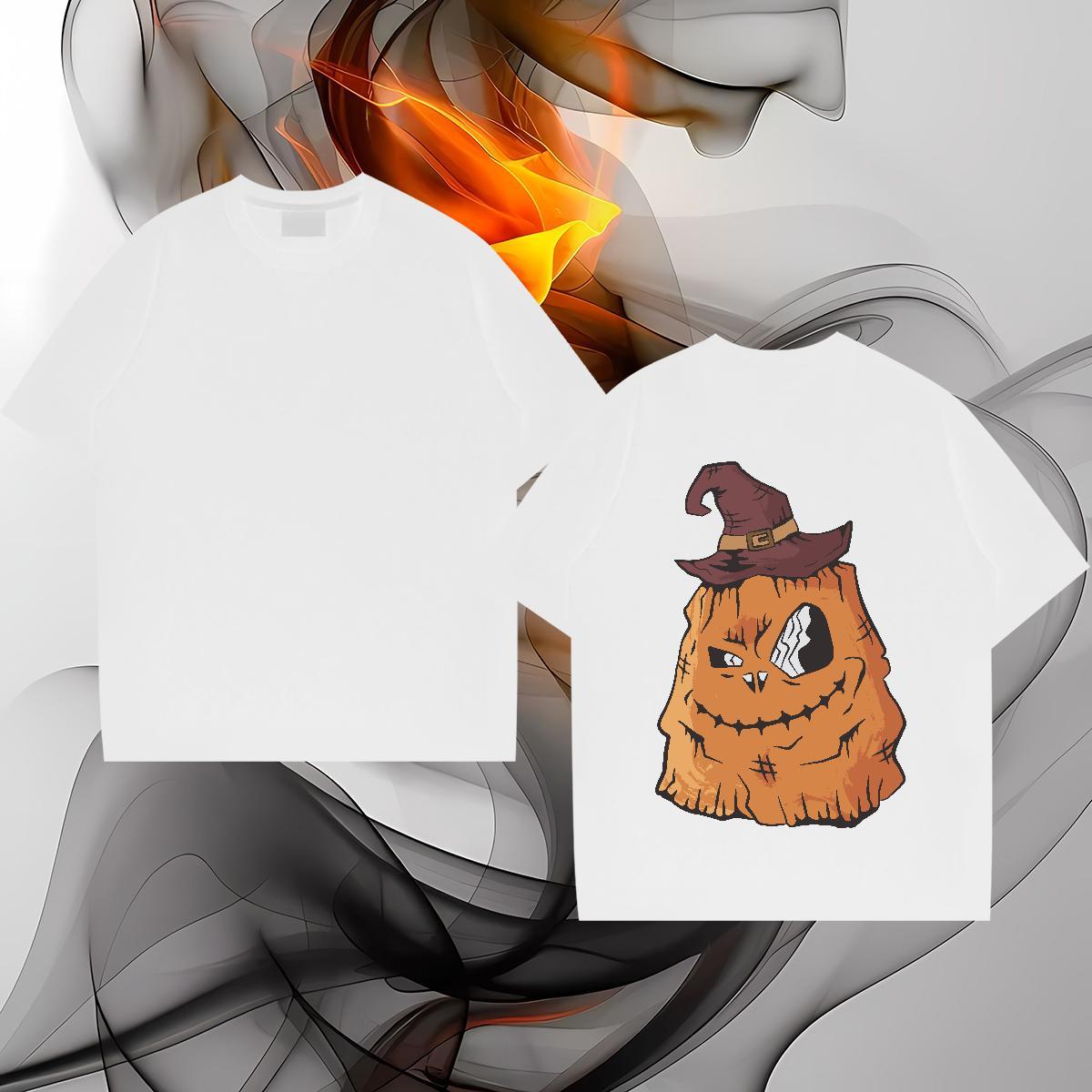 2024 DIY Man T Shirts 230g Cotton pumpkin Daily Wear Tops Breathable Short Sleeve Popular Mens Tshirts Cartoon Print