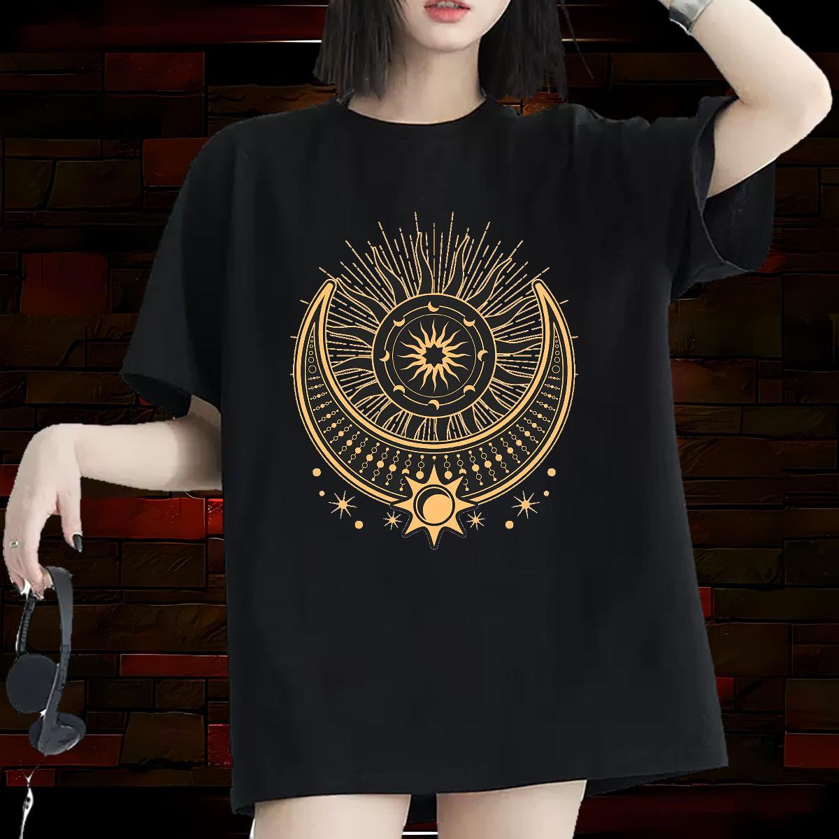 Designer Women Tees 100% Cotton 230g solar system High Street Hip Hop Woman T Shirts Short Sleeve O-Neck Cartoon Anime Clothes