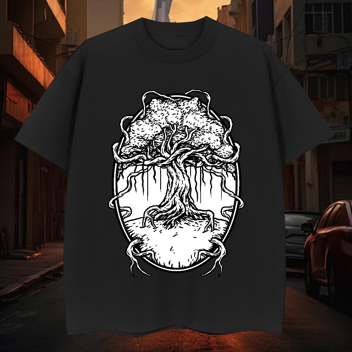 T-Shirts 230g Cotton tree Outdoor Breathable Soft Plus Size Custom Men Tees DIY Popular Wear