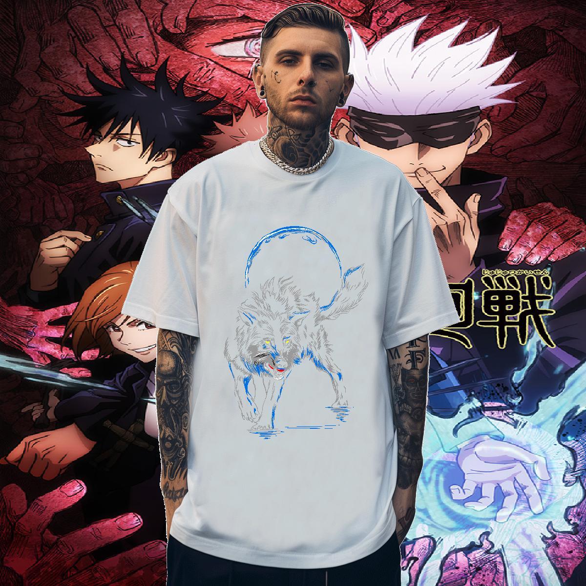 Brand Mens Tshirts 100% Cotton 230g wolf T shirt Summer Casual O-Neck Short Sleeve Custom Print Oversized Casual New Tops