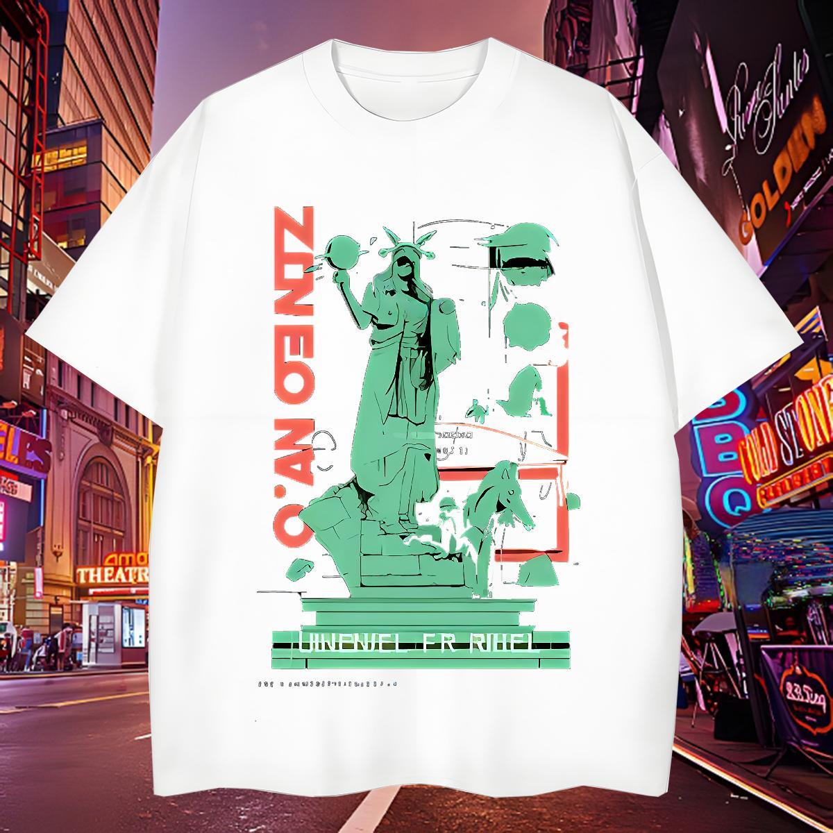 Unisex Tshirt for Man Woman 230g Pure Cotton the Statue of Liberty T shirt Outdoor Crew Neck Customized Classic Casual Tees