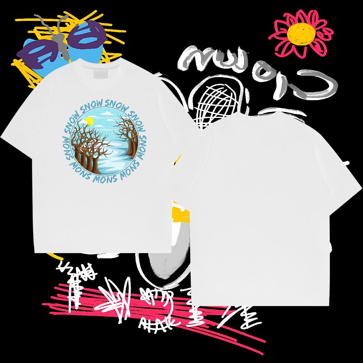 Factory Direct Man T Shirts 100% Cotton 230g tree Hip Hop Street Clothings Breathable Short Sleeve Designer Mens Tshirts Black White