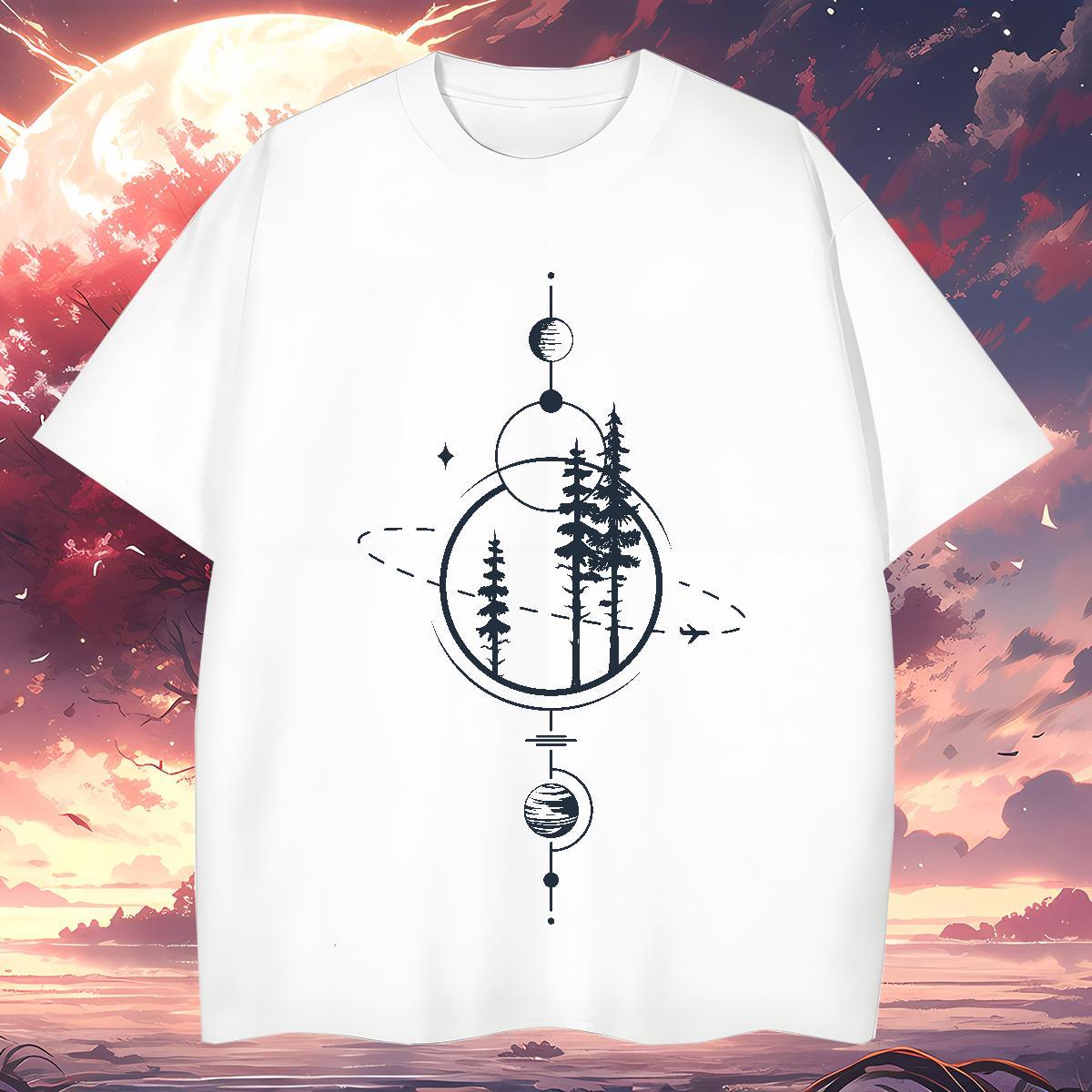 Mens T Shirts 230g 100% Cotton tree Street Wear Short Sleeve O-Neck DIY Printed Tshirt for Man Woman DIY Customized Wholesale Clothings