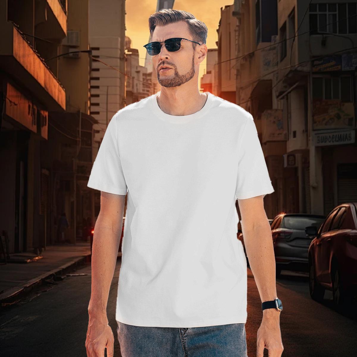 Mens T Shirts 230g Pure Cotton Geometric line Street Wear Breathable Custom Print Plus Size Men Tops Tees Fashion Casual Comfortable Tops Shirt