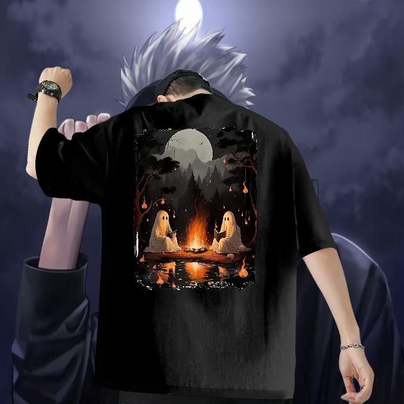 Stylist T-Shirts for Men 100% Cotton 230g night Daily Wear Tee Shirt Round Neck Short Sleeve Loose Men Tops Tees Floral Print