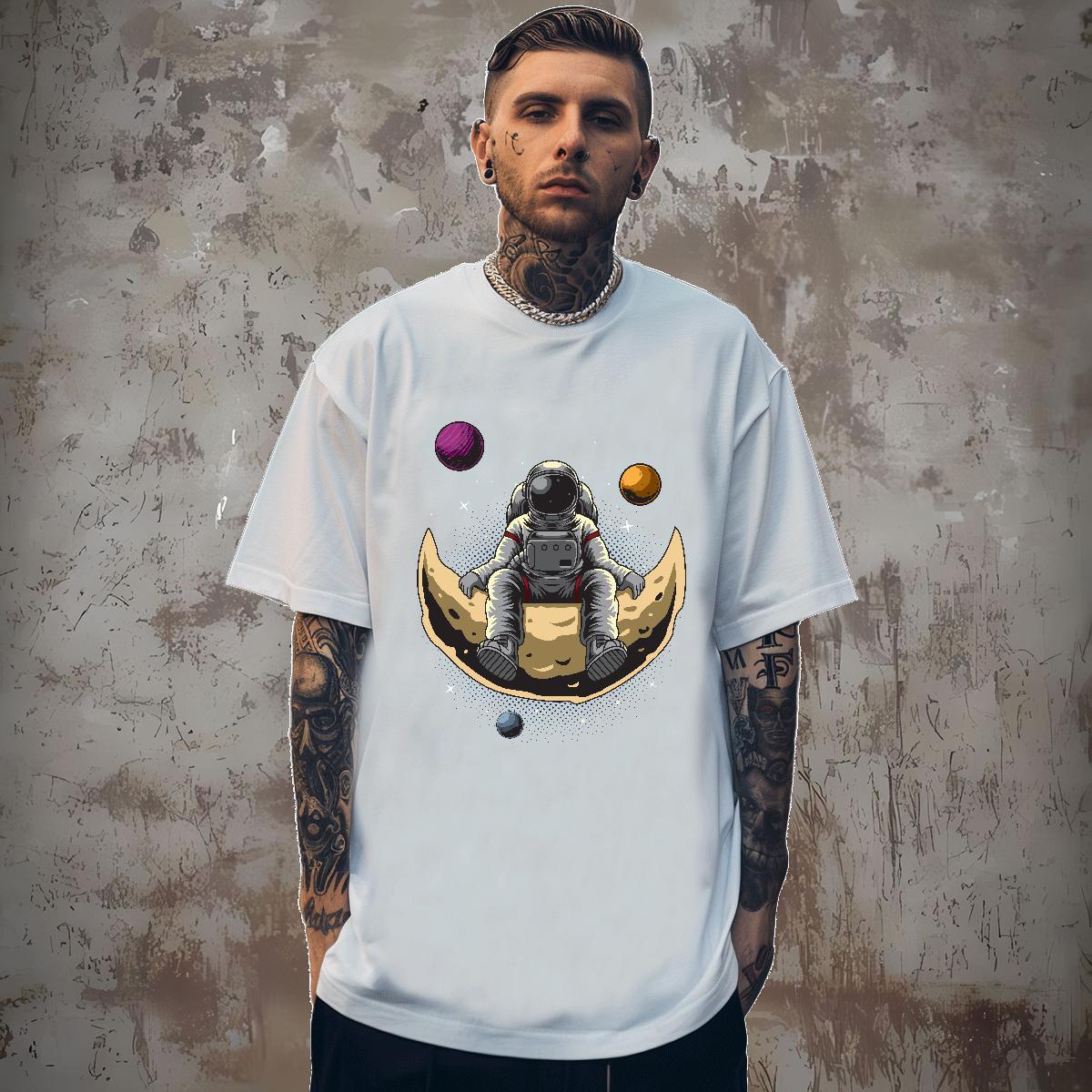 T Shirts Men 100% Cotton 230g universe Sport Breathable Crew Neck Customized Print Men Tshirts New Arrival Brand Clothes