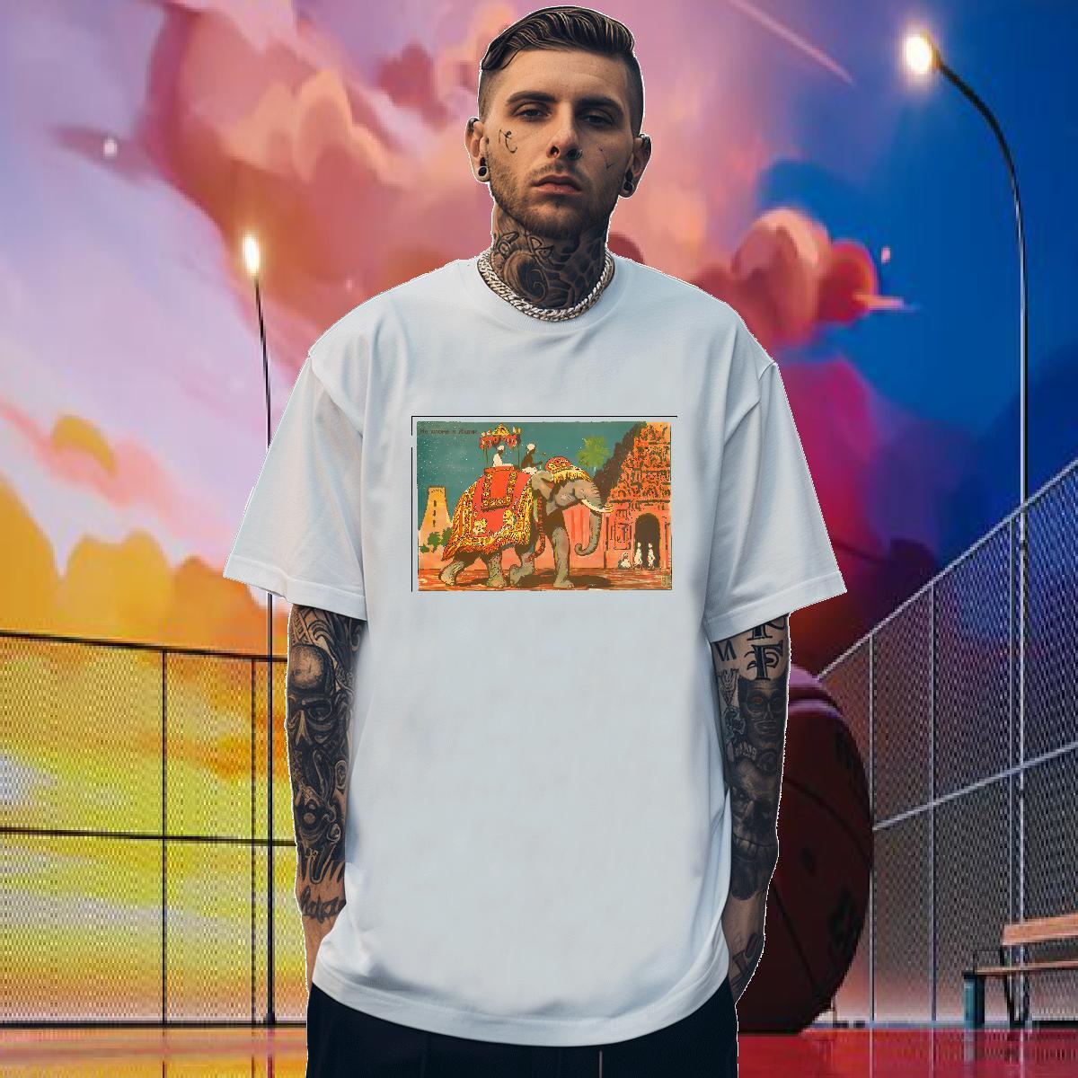 2024 DIY Men T Shirts 230g 100% Cotton Elephant Daily Wear Tshirts Round Neck Short Sleeve TOP Quality Couples T Shirts Anime Print