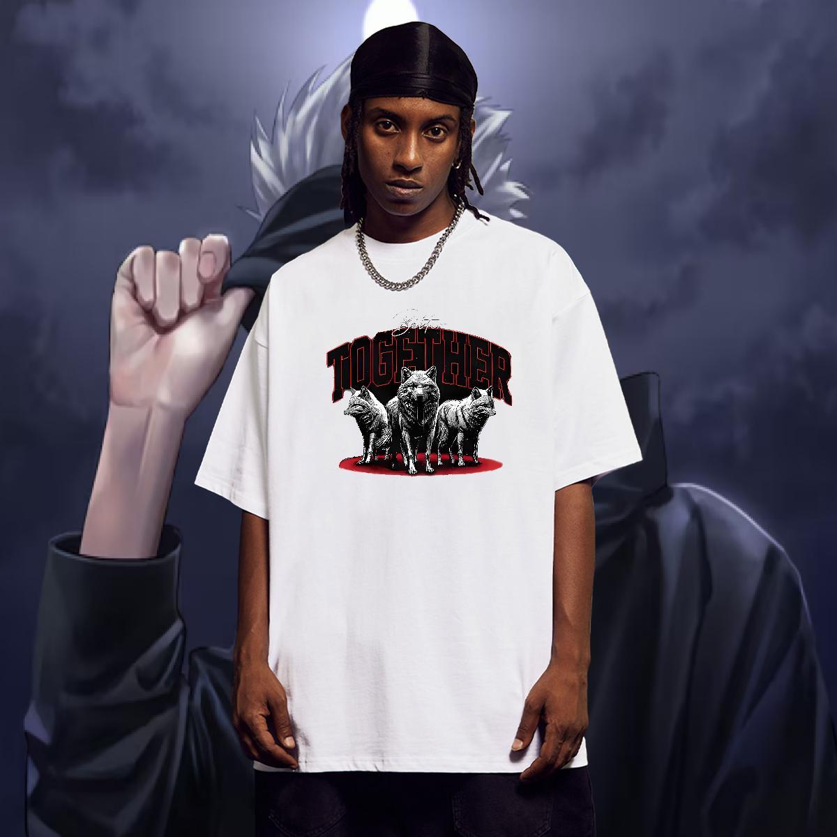 Wholesale T shirt 230g Pure Cotton wolf Summer Casual Tee Shirt Round Neck Short Sleeve Unisex Men Clothes T-Shirt Graphic
