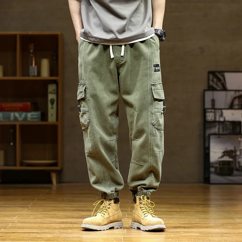Spring Mens Work Pants Retro Washed Multi Pocket Hunting Windproof Mountaineering Sports Outdoor Solid Color Casual Pant 240806