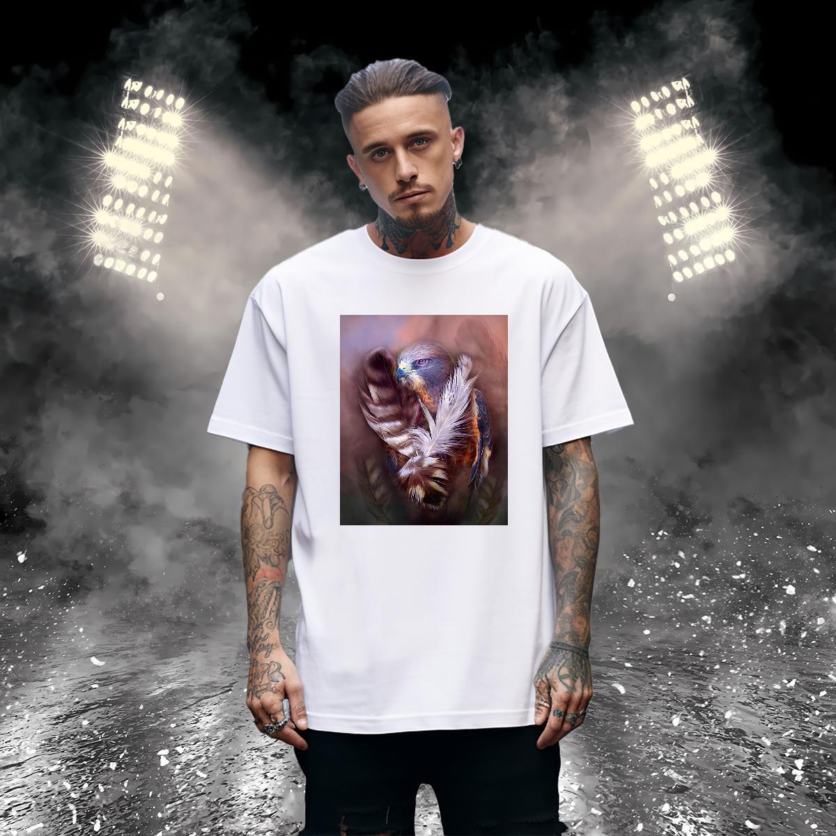 Custom Men T Shirts 230g 100% Cotton eagle Casual Beach Tops Shirt Pure Cotton Classic Men Clothes T-Shirt DIY Printed