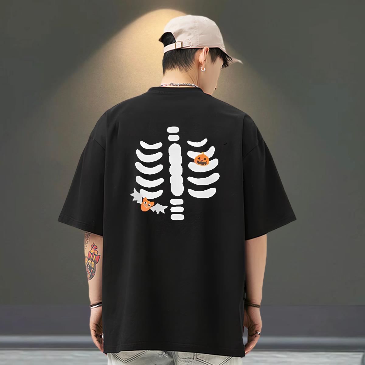 Designer Fashion Mens T Shirts 230g 100% Cotton halloween Street wear Hip Hop Tops Tees Breathable Crew Neck High Quality Men Tees Black White