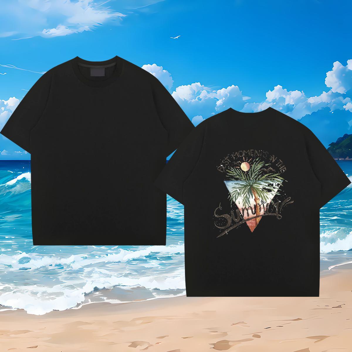 2024 DIY Men T Shirts 230g 100% Cotton tree Beach Tees Breathable Short Sleeve Comfortable Tshirt for Man Woman Plus Size Custom