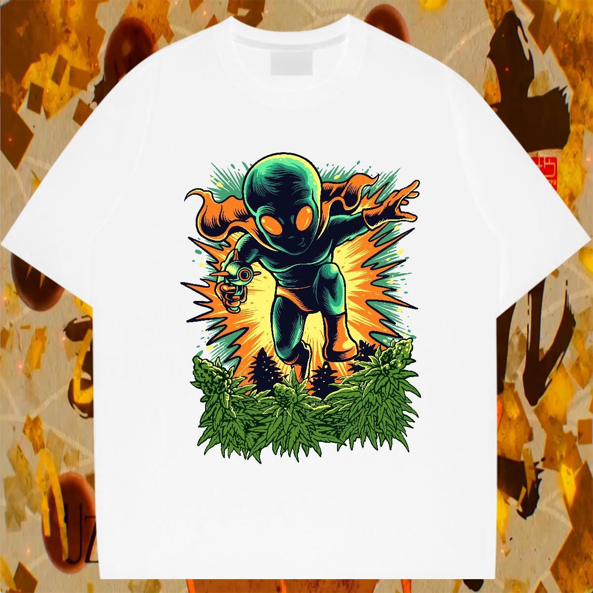 High Quality Men Tops Tees 230g 100% Cotton Street Wear ET Skull Pure Cotton Classic T Shirt For Man Tops Shirt