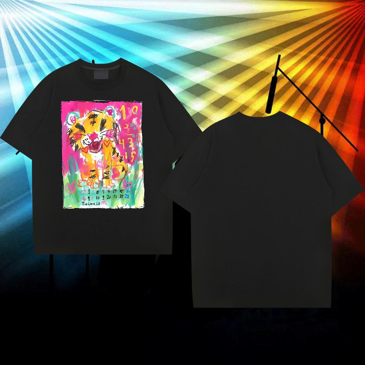 2024 Designer Man T Shirts 230g 100% Cotton tiger Hip Hop Clothings Breathable Wholesale Men Tops Tees Plus Size Cartoon