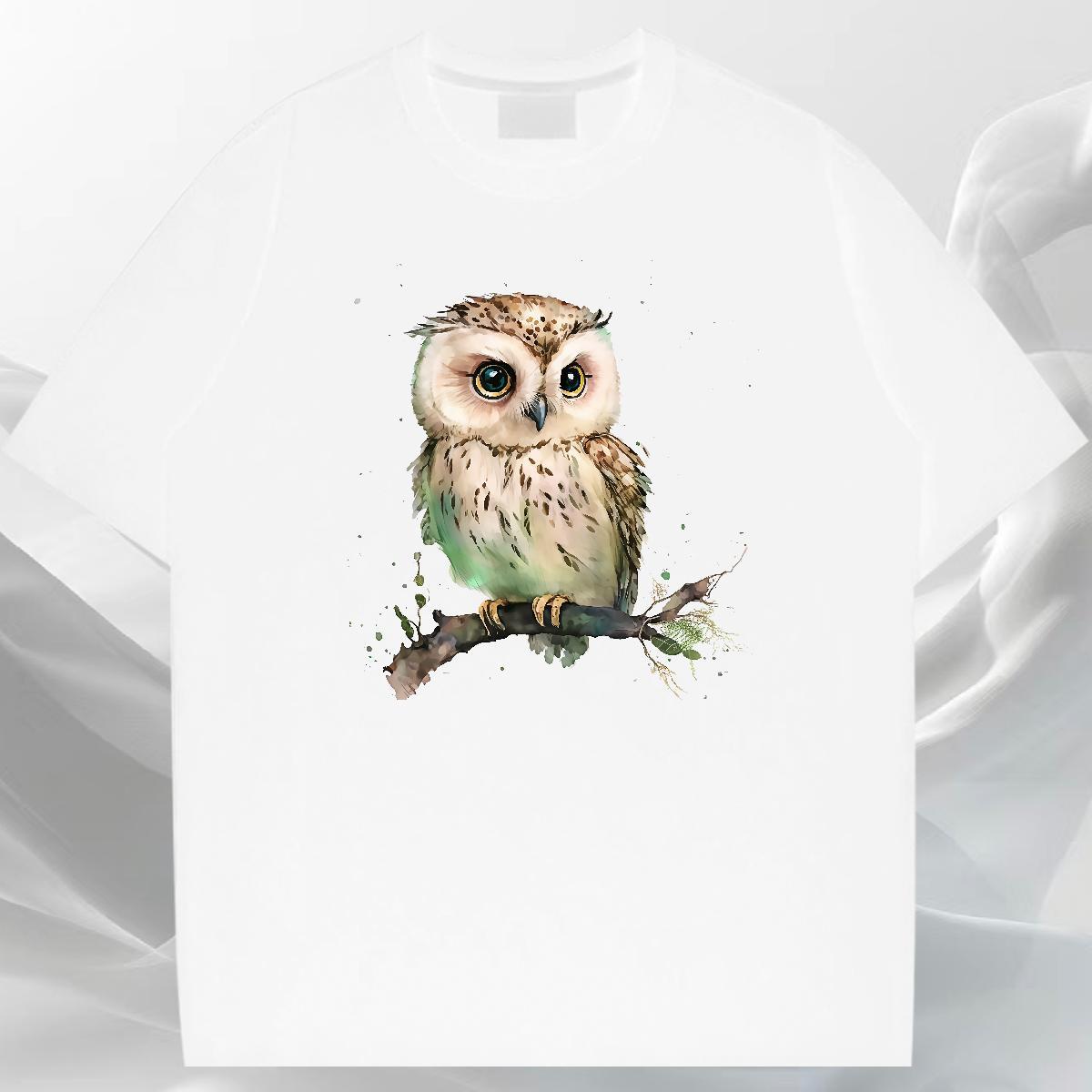 Comfortable Tshirts 100% Cotton 230g Hip Hop Owl Skull O Neck Short Sleeves Classic Mens T Shirts Clothings