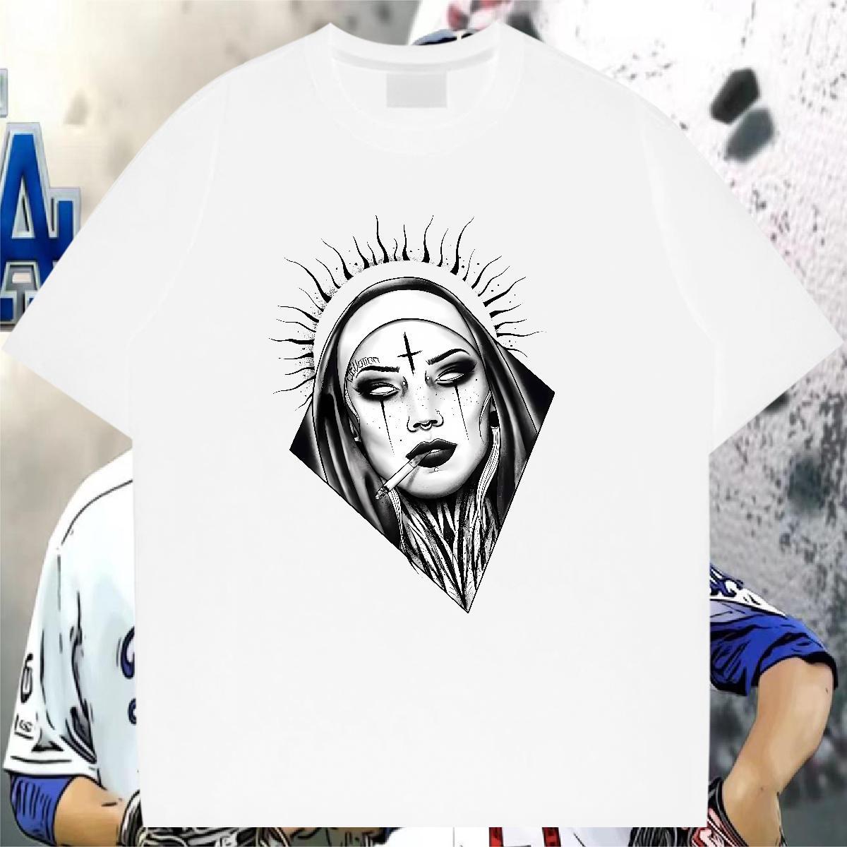 T-Shirts for Men 230g 100% Cotton nun Street wear Hip Hop O-Neck Short Sleeve White Plus Size Tshirts 2024 New Cool Tops