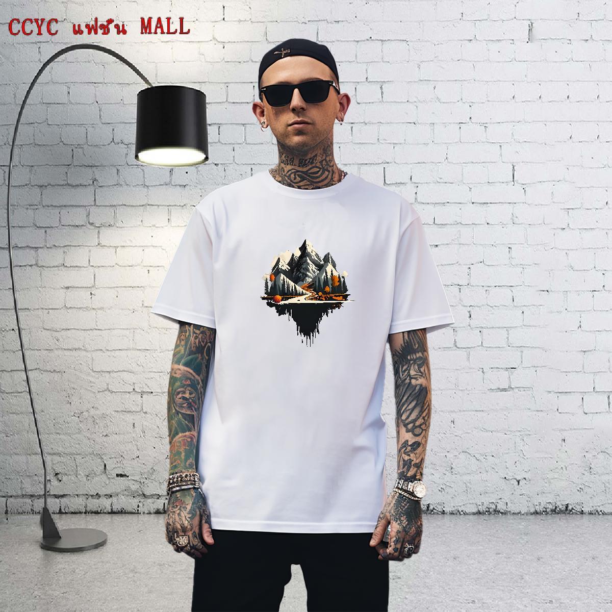 Designer Mens Tshirts 230g Cotton Casual mountains DIY Logo Oversized Round Neck Short Sleeve 2024 DIY Men T Shirts Tops Tees