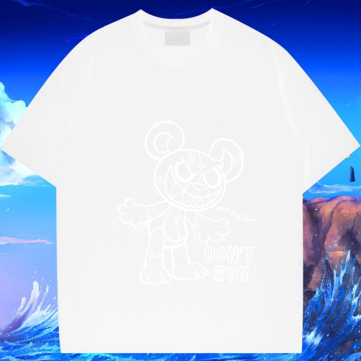 Loose fit T Shirts Women Short sleeve Soft Women Tees Anime Print bear Street Casual 230g Cotton Custom Tops Shirt