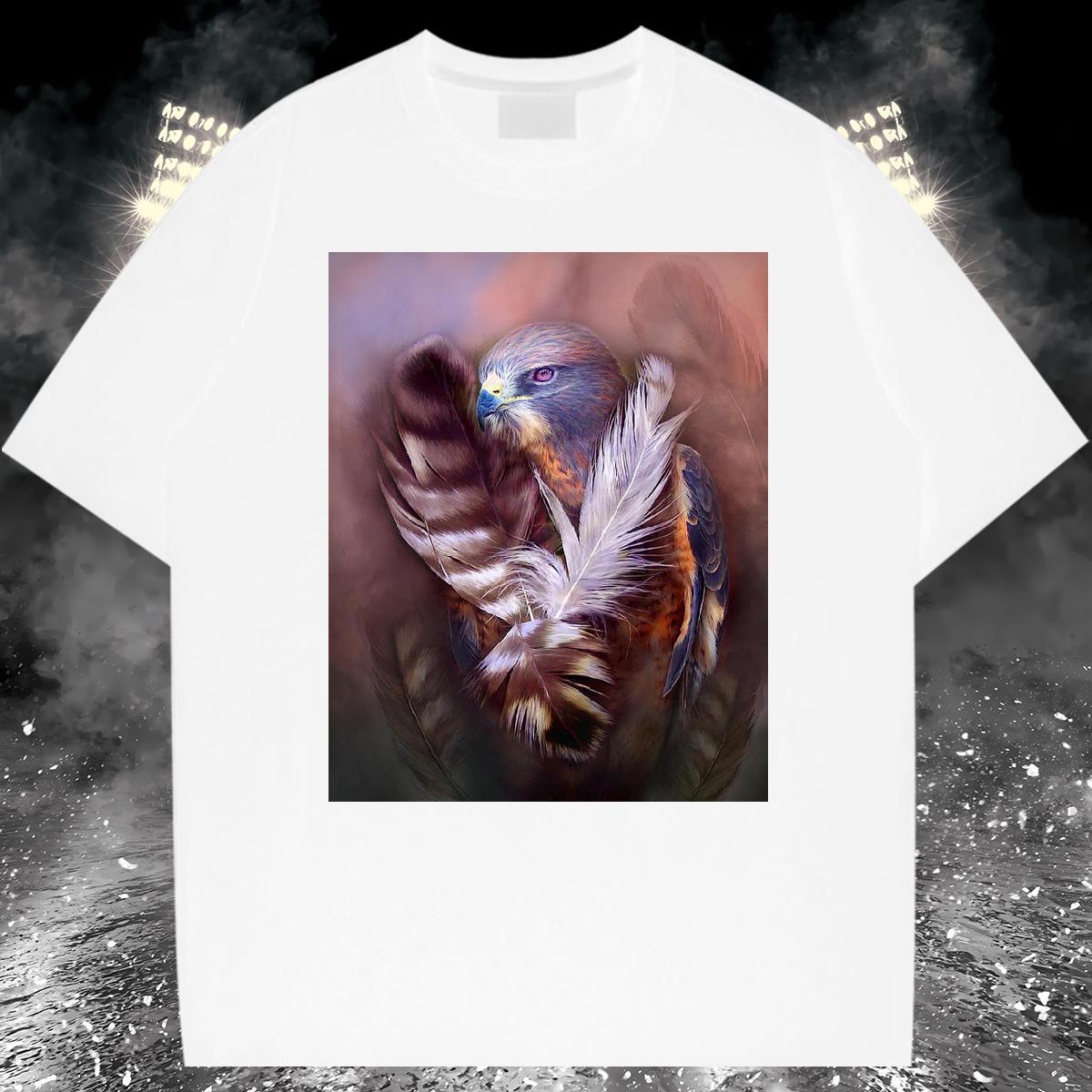 Custom Men T Shirts 230g 100% Cotton eagle Casual Beach Tops Shirt Pure Cotton Classic Men Clothes T-Shirt DIY Printed