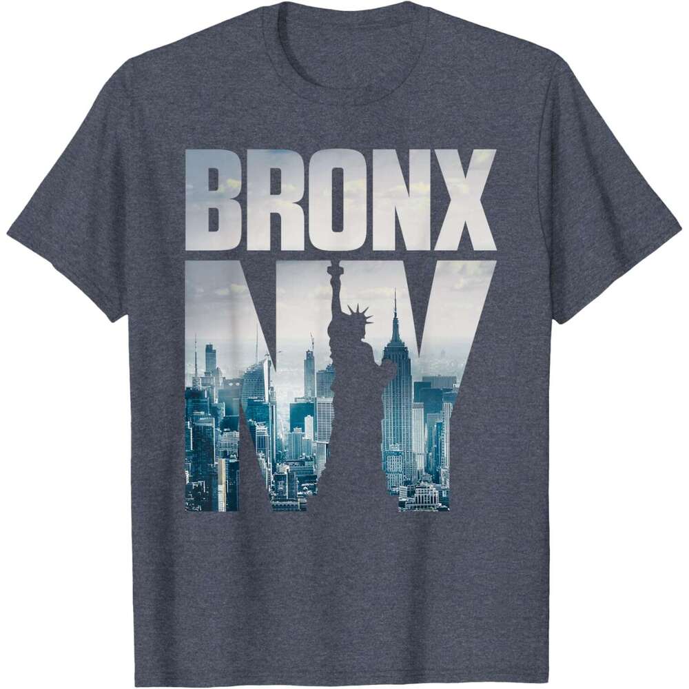 T shirt Mens Bronx NYC New York City Skyline Illustration Graphic Design T-Shirt shirts tshirt graphic tee Casual tops summer clothes Short sleeve Fre