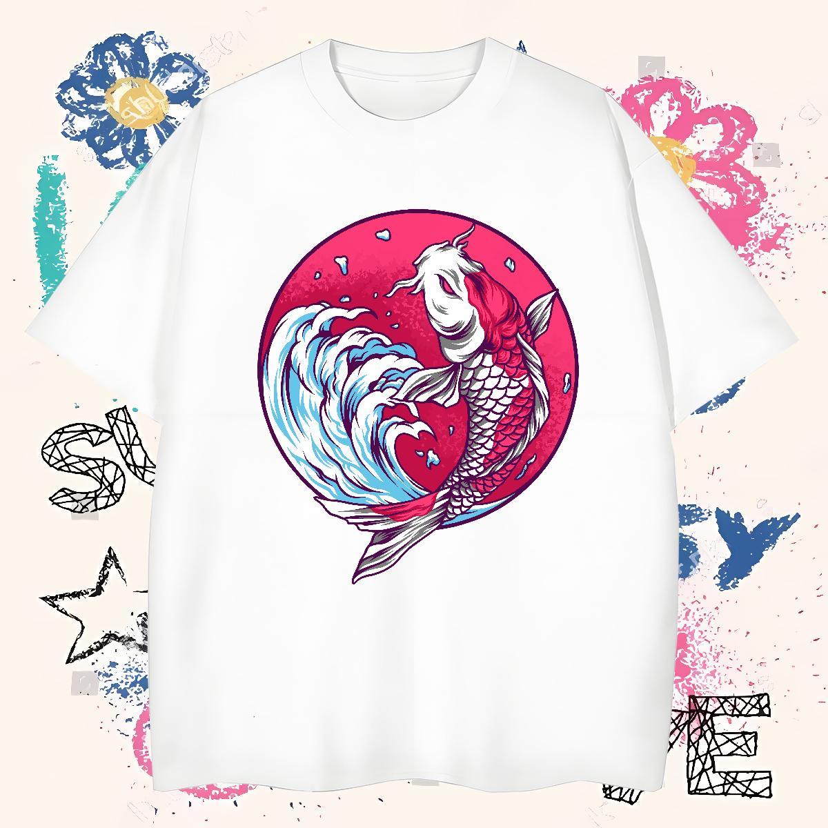 Classic T-Shirts for Men 230g Pure Cotton High Street Hip Hop Wear Short Sleeve O-Neck Loose Fit Men Clothes T-Shirt Plus Size Cartoon
